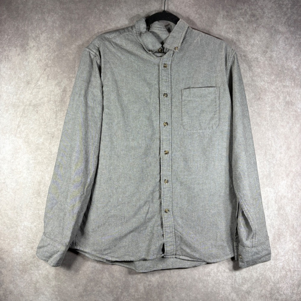 Banana Republic Button Down Shirt Mens M Gray Untucked Fit Flannel Casual Solid